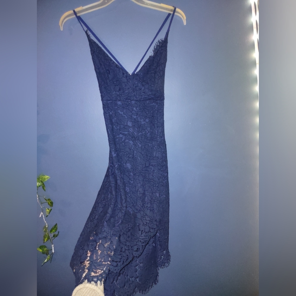 Lulus Flirting with Desire Navy Blue Lace Bodycon Dress XS - Picture 3 of 7